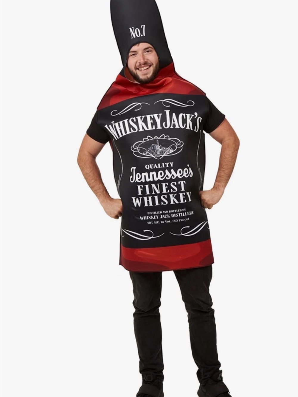 Tennessee Finest Whiskey Bottle Costume - Black & Red
